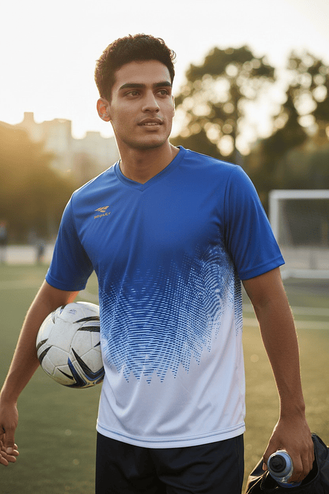 Polera Penalty Prisma Azul Blanco