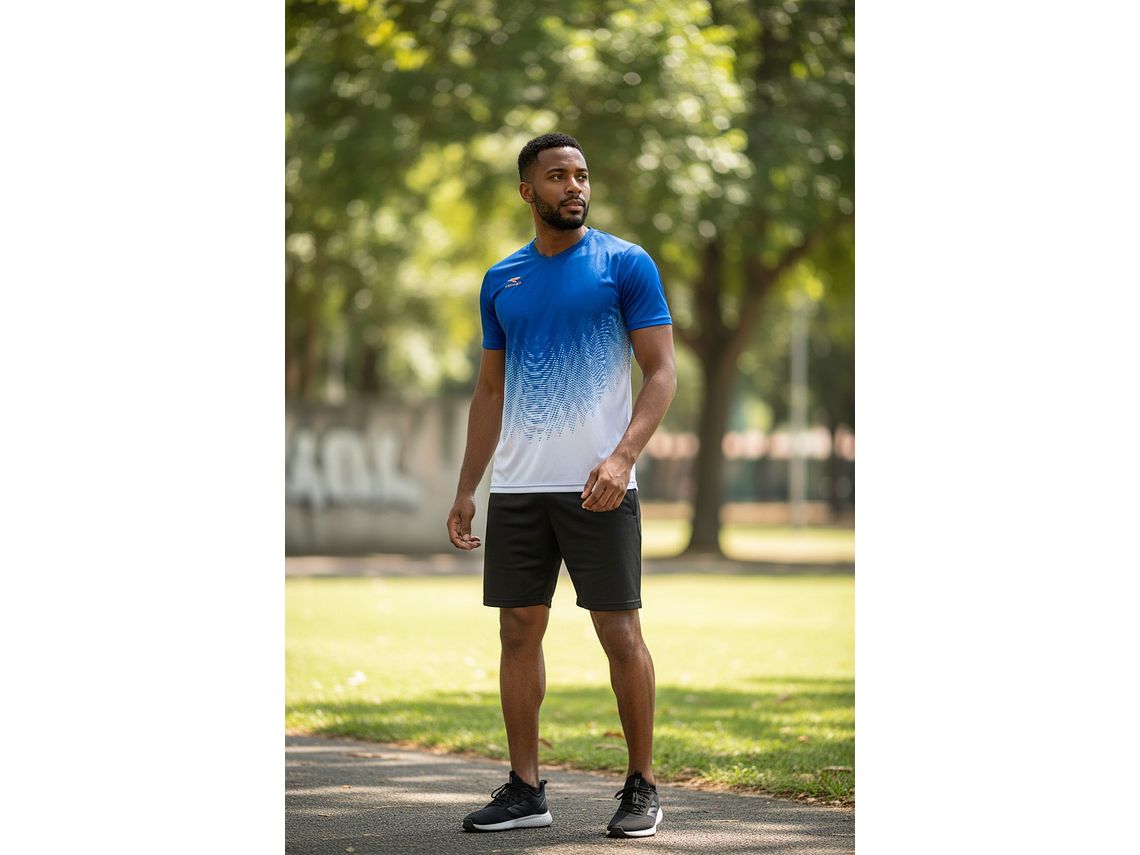 Polera Penalty Prisma Azul Blanco 5