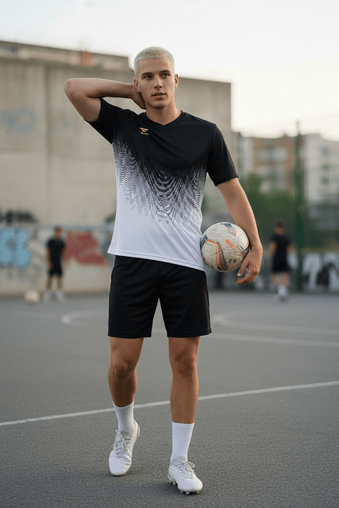 Polera Penalty Prisma Negro Blanco