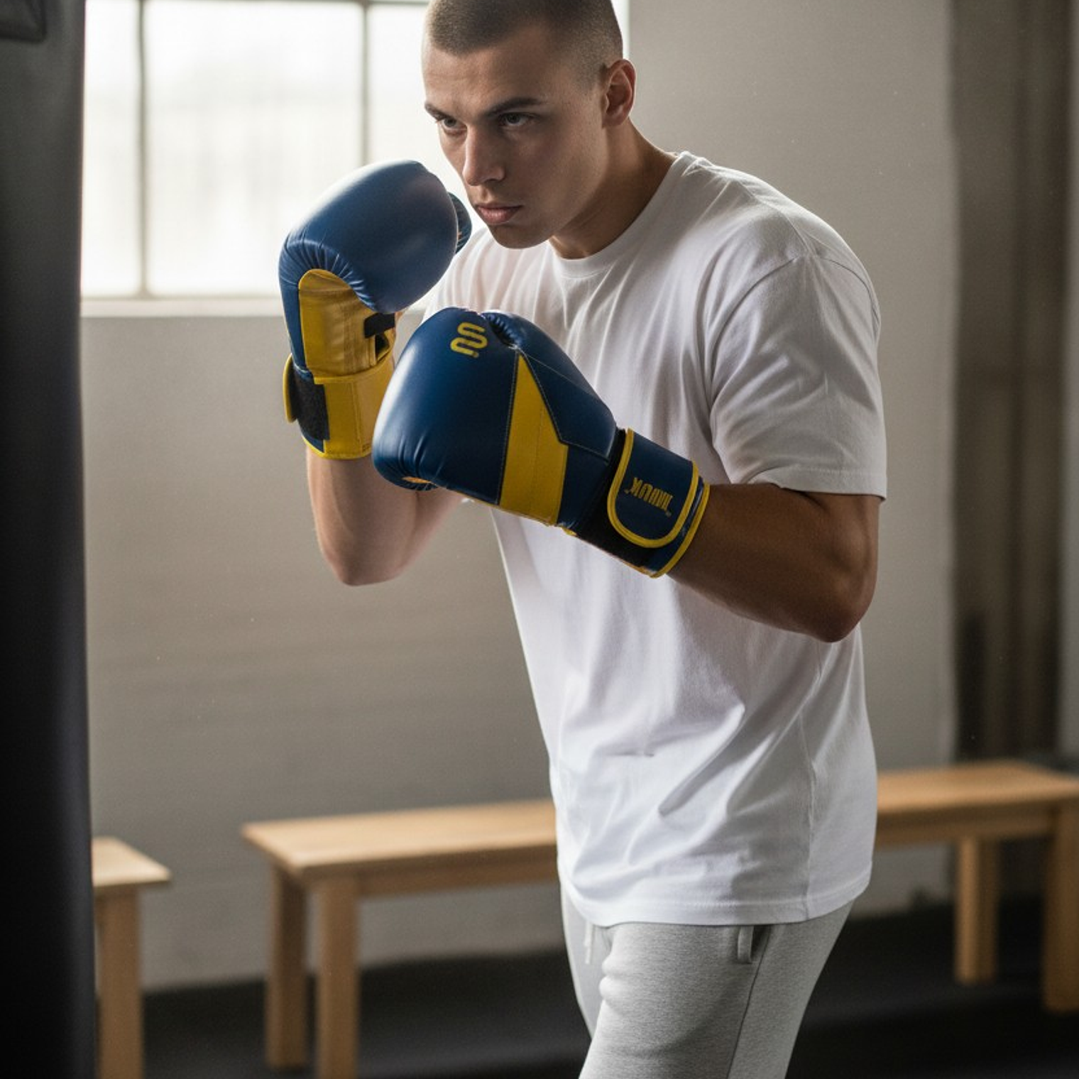 Guante De Box Muuk PU K.O. Azul-Amarillo 10