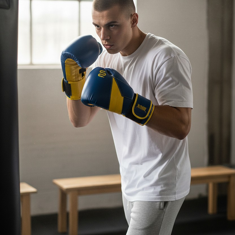 Guante De Box Muuk PU K.O. Azul-Amarillo 10