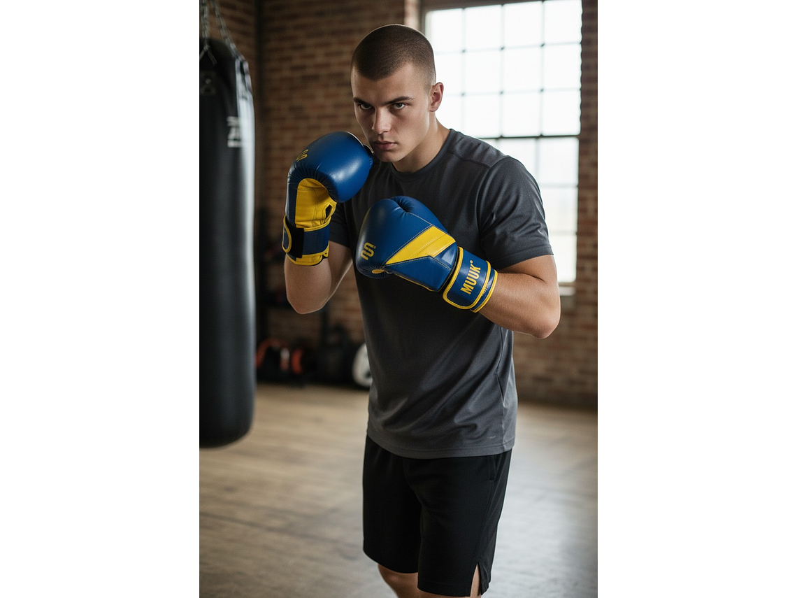 Guante De Box Muuk PU K.O. Azul-Amarillo 11