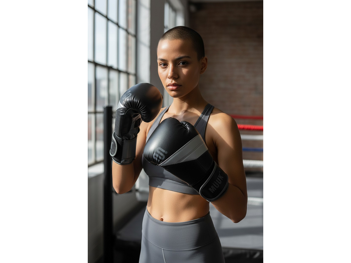 Guante De Box Muuk PU K.O. Negro-Gris 4