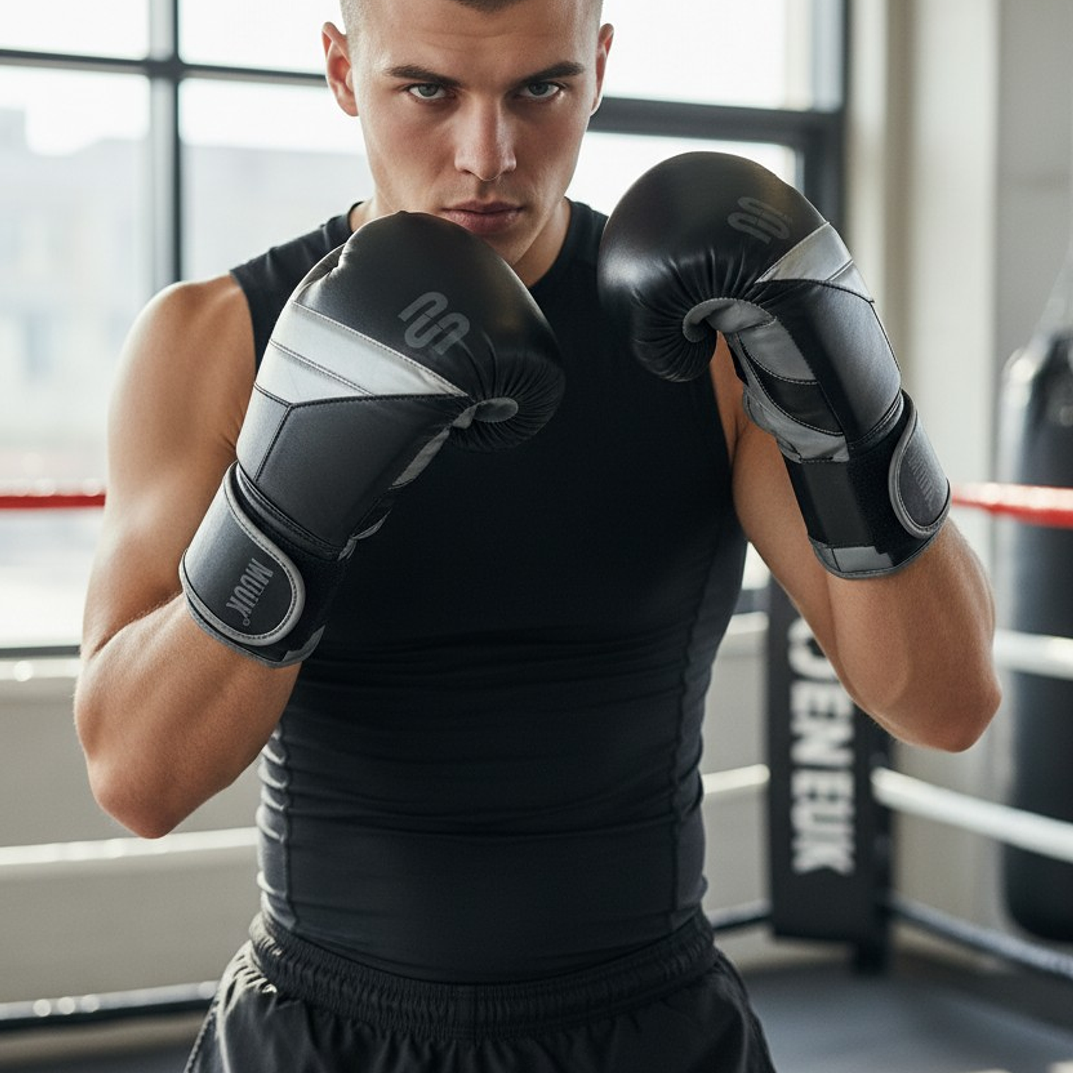 Guante De Box Muuk PU K.O. Negro-Gris 5