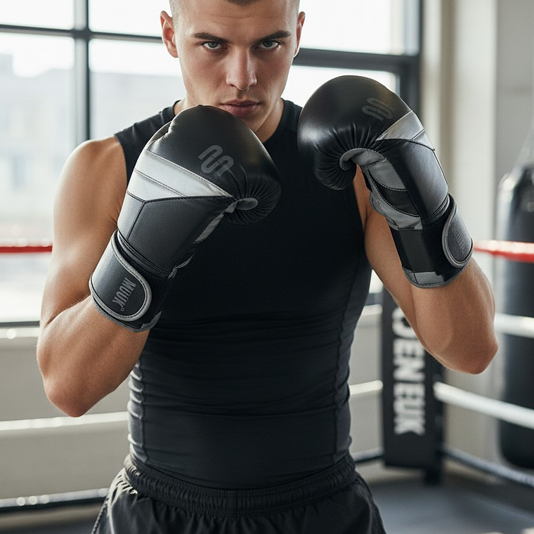 Guante De Box Muuk PU K.O. Negro-Gris 5