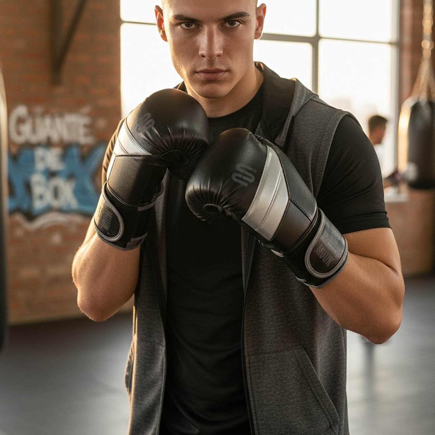 Guante De Box Muuk PU K.O. Negro-Gris 3