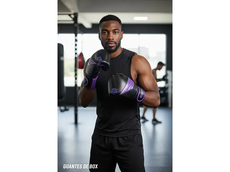 Guante De Box Muuk PU K.O. Negro-Púrpura 2