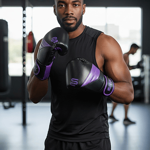 Guante De Box Muuk PU K.O. Negro-Púrpura