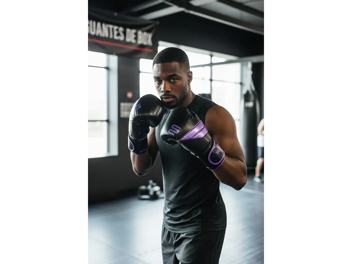 Guante De Box Muuk PU K.O. Negro-Púrpura 3