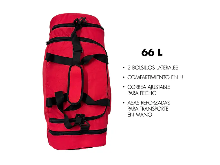 Bolso Deportivo Rojo Muuk 66 lts 2