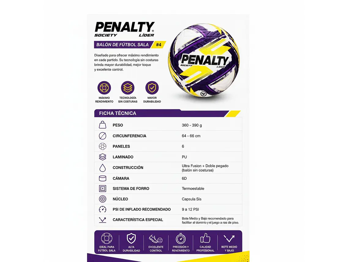 Balón de Futbolito Penalty Lider XXVI N°4 5