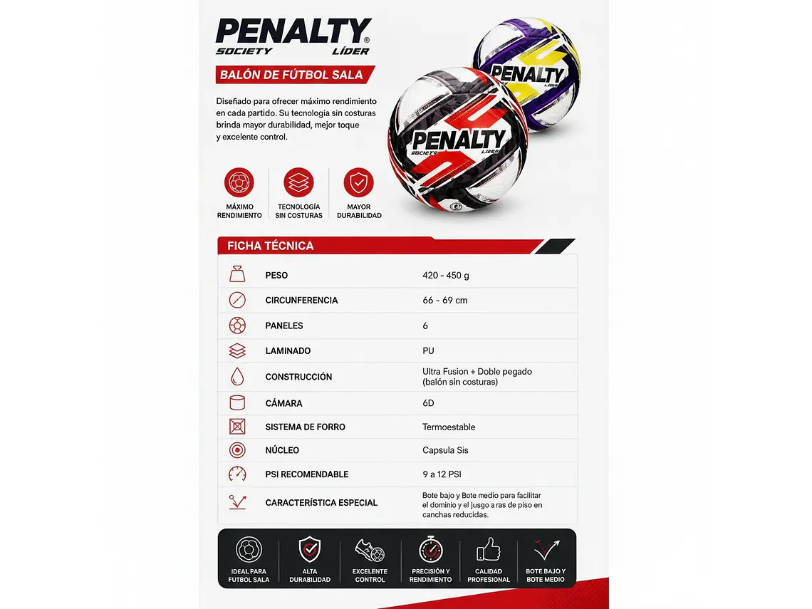 Balón de Futbolito Society Penalty Lider XXVI 11
