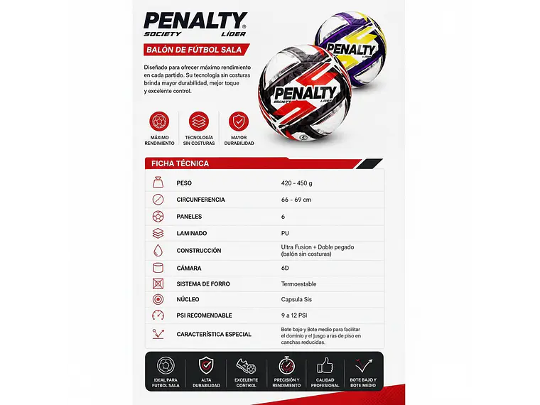 Balón de Futbolito Society Penalty Lider XXVI 11
