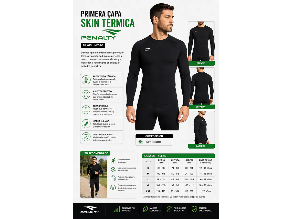 Primera Capa Skin Térmica Penalty ML 075 Negro 8