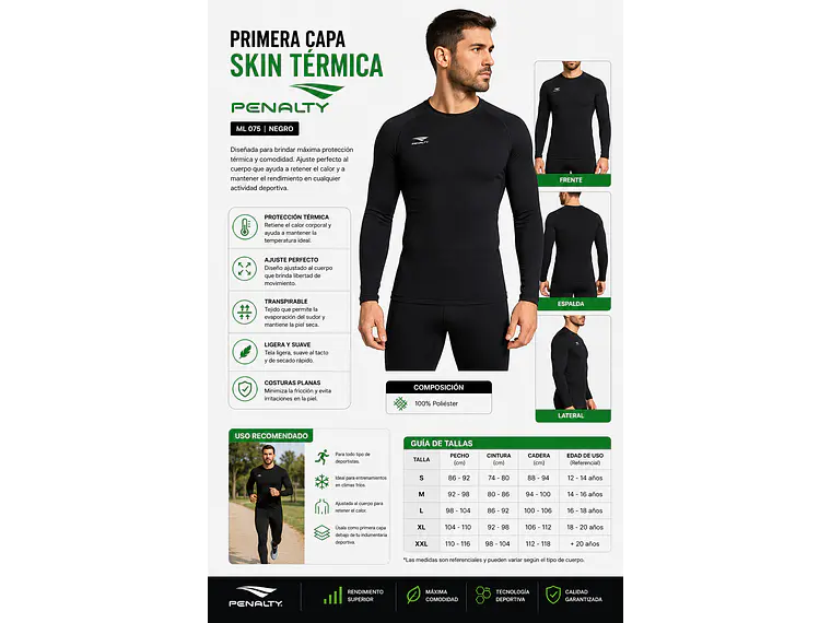 Primera Capa Skin Térmica Penalty ML 075 Negro 8