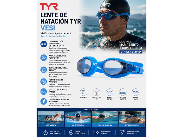 Lente de Natación TYR Vesi 4