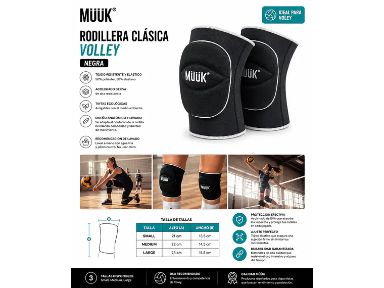 Rodillera Clásica Volley Muuk Negra 4