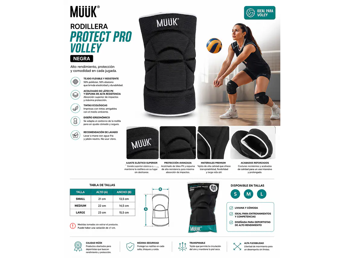 Rodillera Protect Pro Volley Muuk Negra 6
