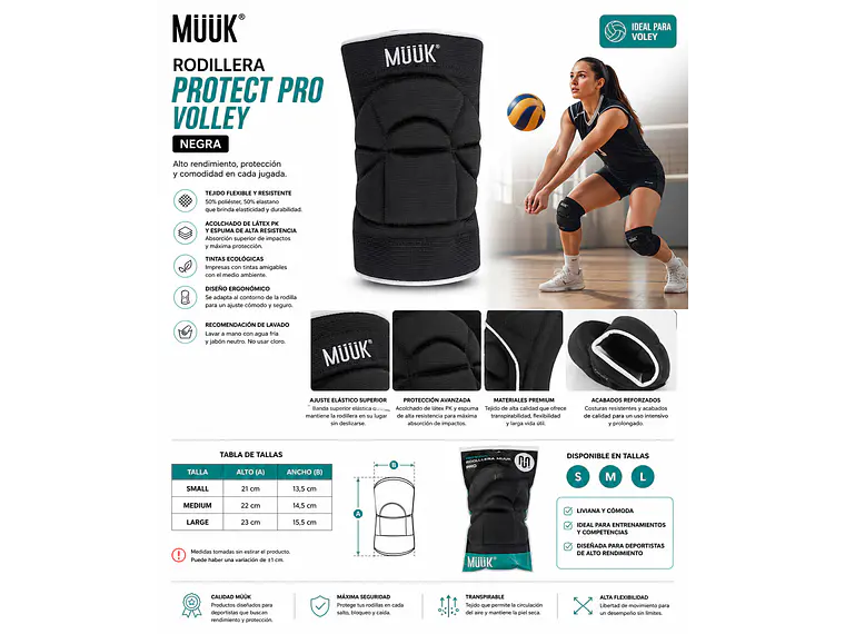 Rodillera Protect Pro Volley Muuk Negra 6