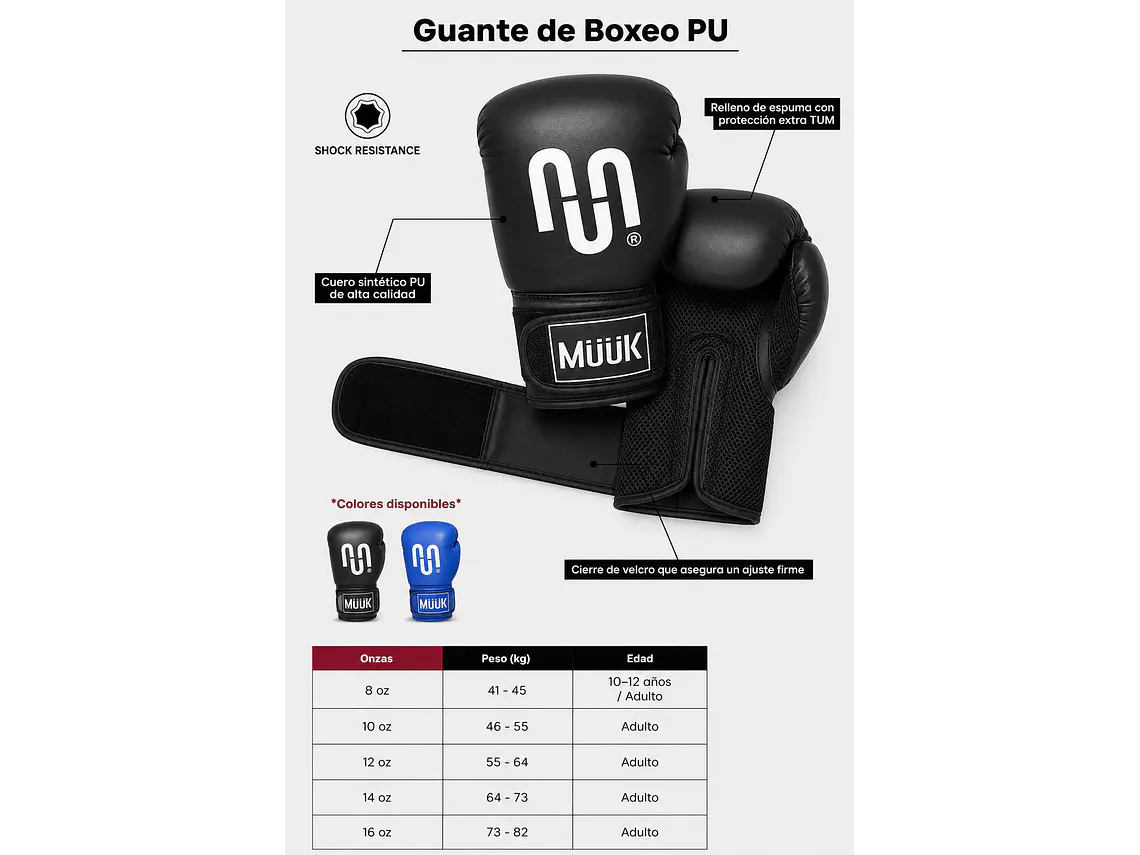 Guante de Box Muuk PU Negro 4