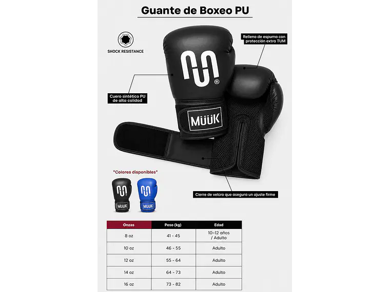 Guante de Box Muuk PU Negro 4