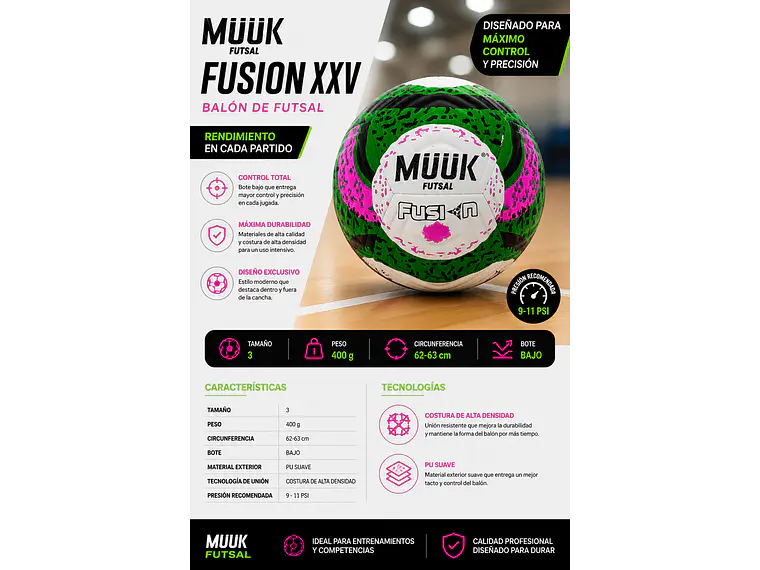 Balón de Futsal Muuk Fusion XXV 7