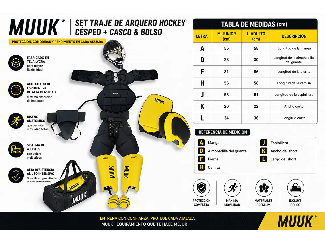 Set Traje de Arquero Hockey Césped + Casco & Bolso Adulto Muuk 13