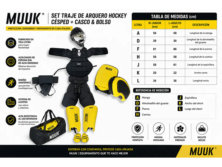 Set Traje de Arquero Hockey Césped + Casco & Bolso Adulto Muuk 13