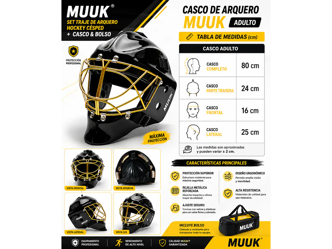 Set Traje de Arquero Hockey Césped + Casco & Bolso Adulto Muuk 14