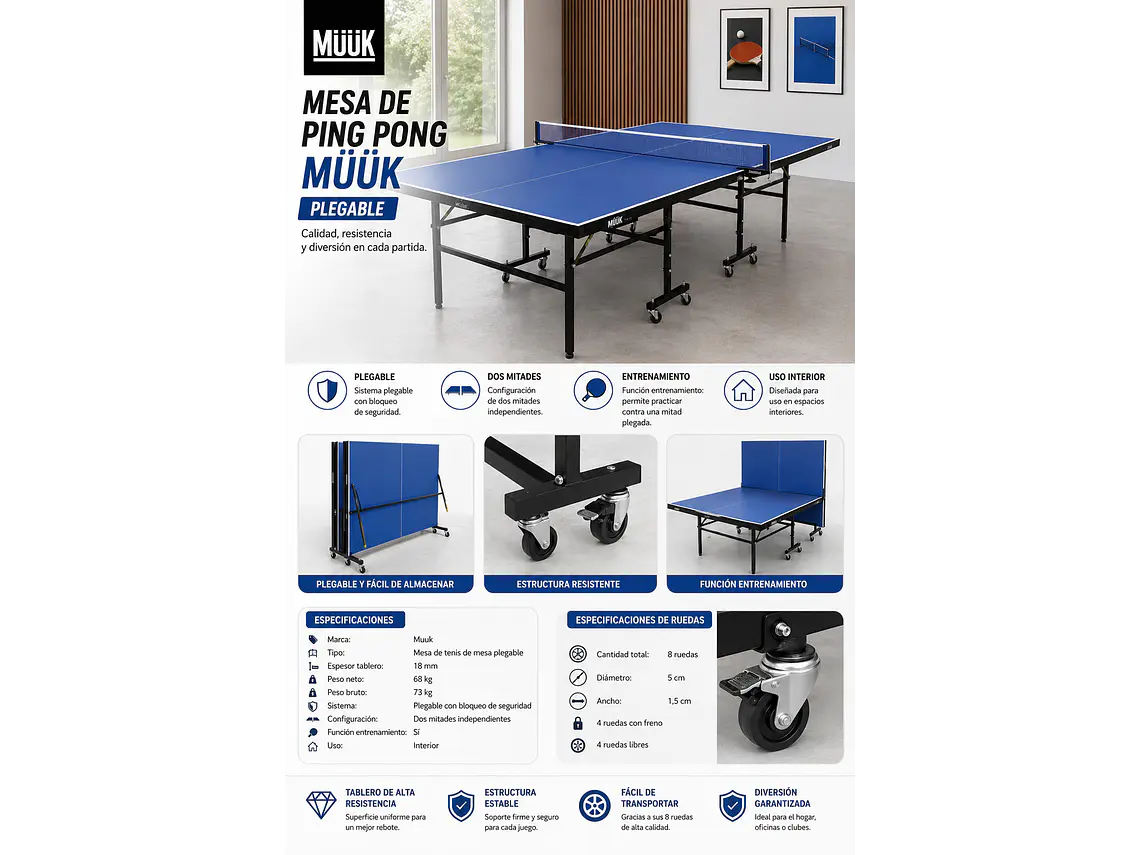 MESA DE PING PONG MUUK PLEGABLE 4