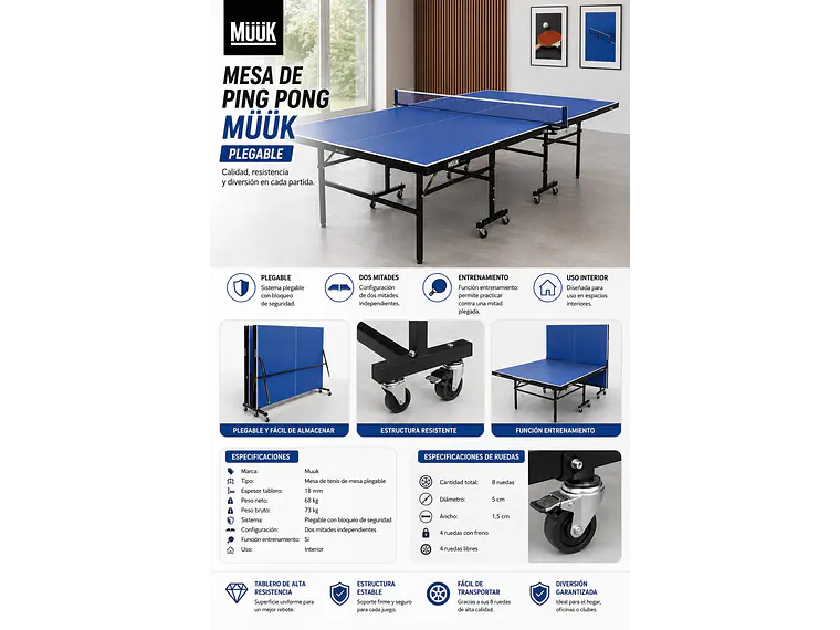MESA DE PING PONG MUUK PLEGABLE 4
