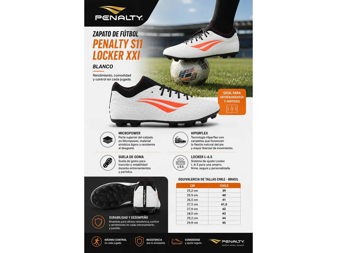 Zapato de Fútbol Penalty S11 Locker XXI Blanco 5