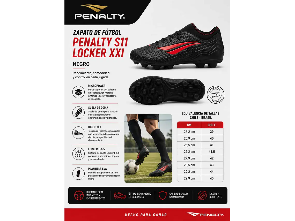Zapato de Fútbol Penalty S11 Locker XXI Negro 6