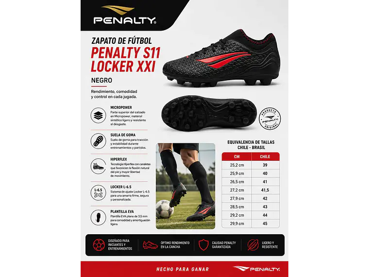 Zapato de Fútbol Penalty S11 Locker XXI Negro 6