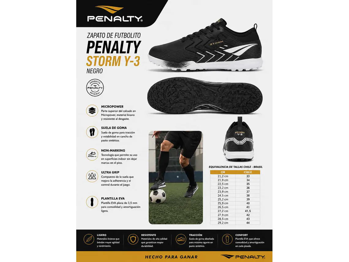 Zapato De Futbolito Penalty Storm Y-3 Negro 3