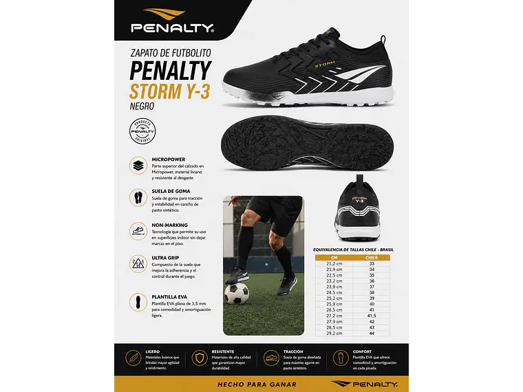 Zapato De Futbolito Penalty Storm Y-3 Negro 3