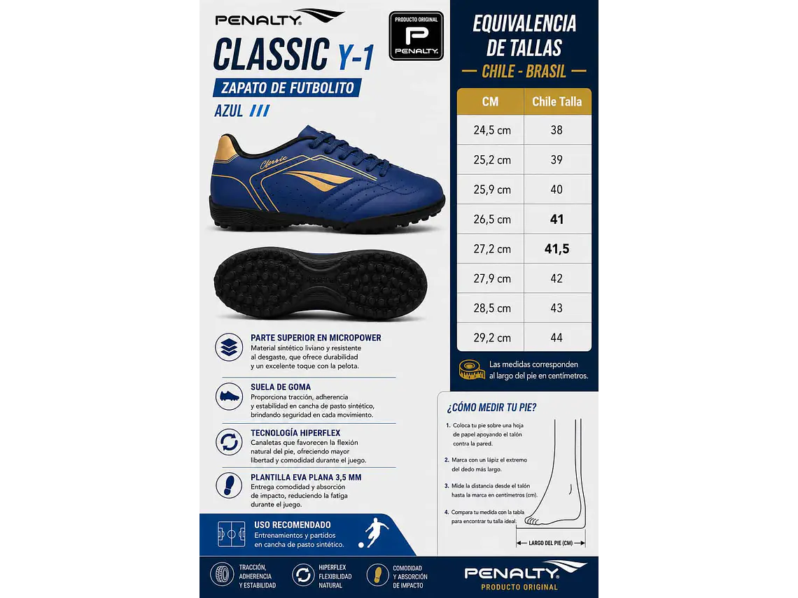 Zapato de Futbolito Penalty Classic Y-1 Azul  7