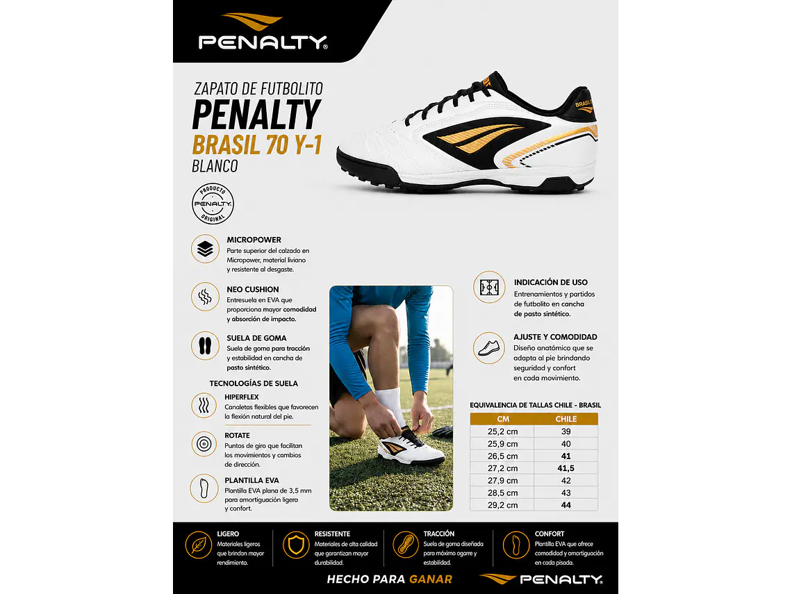 Zapato de Futbolito Penalty Brasil 70 Y-1 Blanco 6