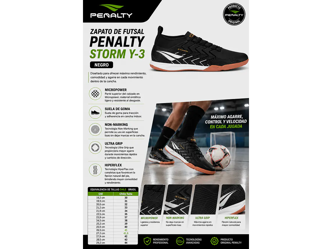 Zapato de Futsal Penalty Storm Y-3 Negro 9