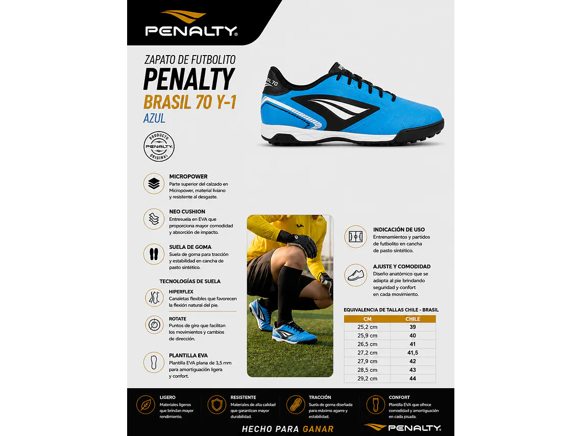 Zapato de Futbolito Penalty Brasil 70 Y-1 Azul 7