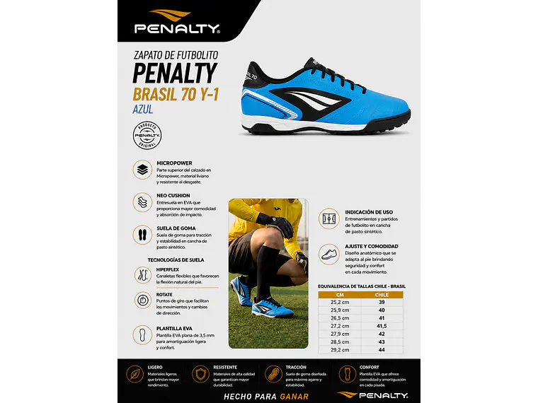Zapato de Futbolito Penalty Brasil 70 Y-1 Azul 7