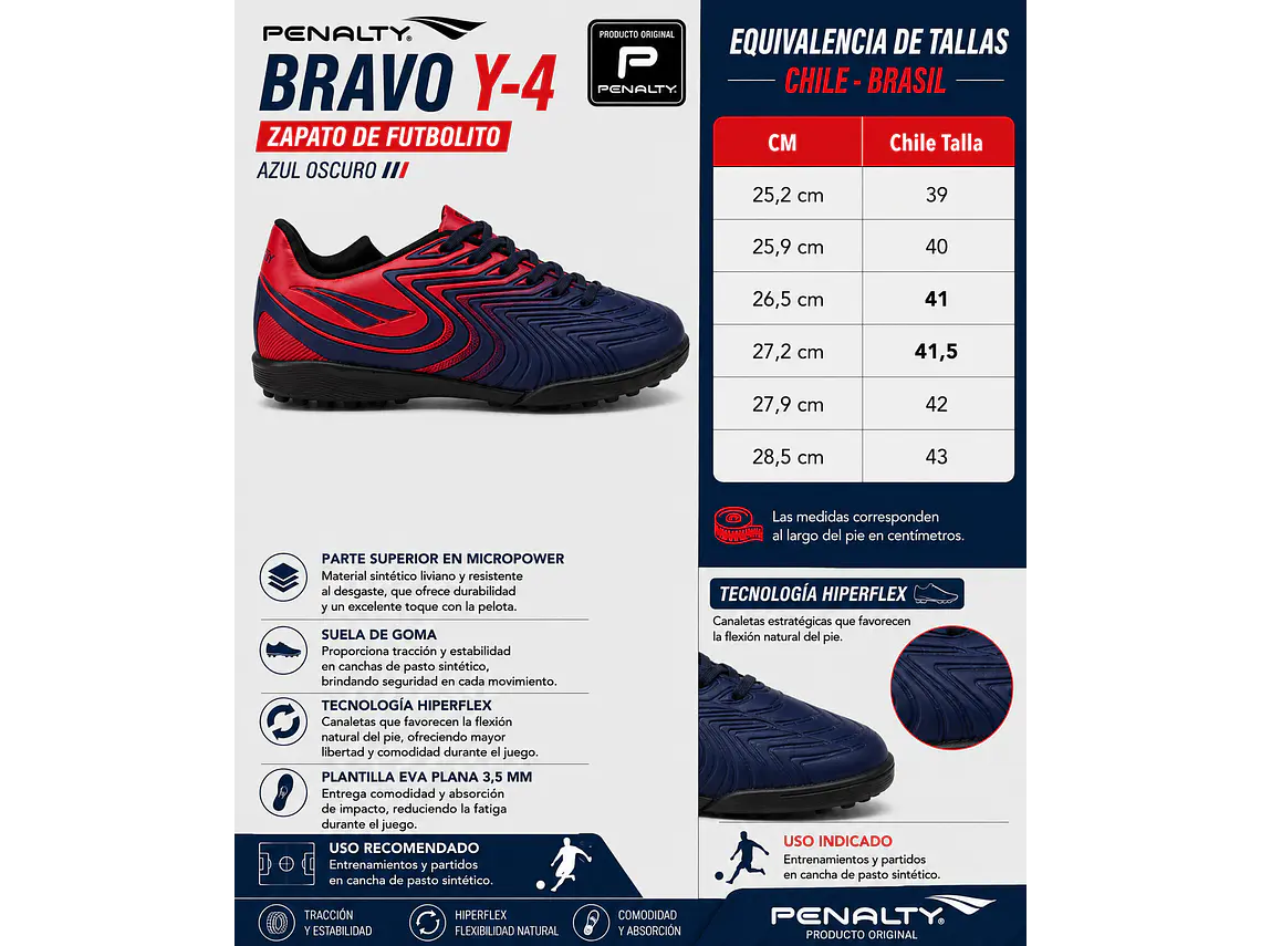 Zapato de Futbolito Penalty Bravo Y-4 Azul Oscuro 7
