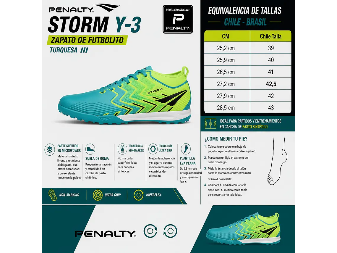 Zapato De Futbolito Penalty Storm Y-3 Turquesa 6