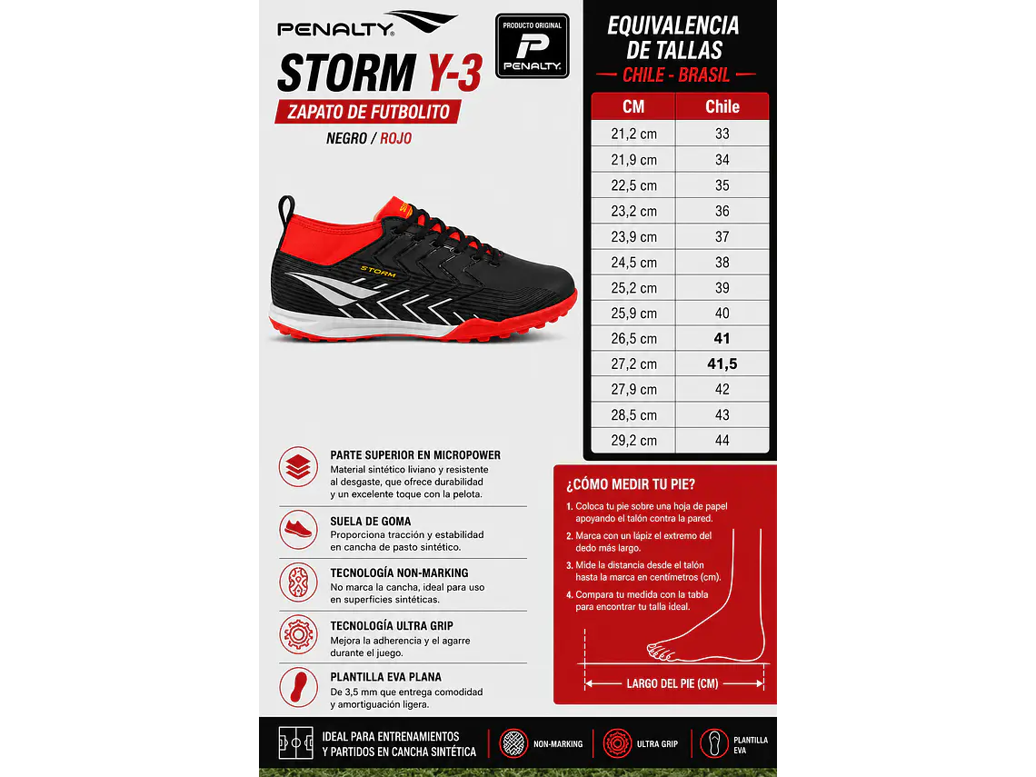 Zapato De Futbolito Penalty Storm Y-3 Negro/ Rojo 9