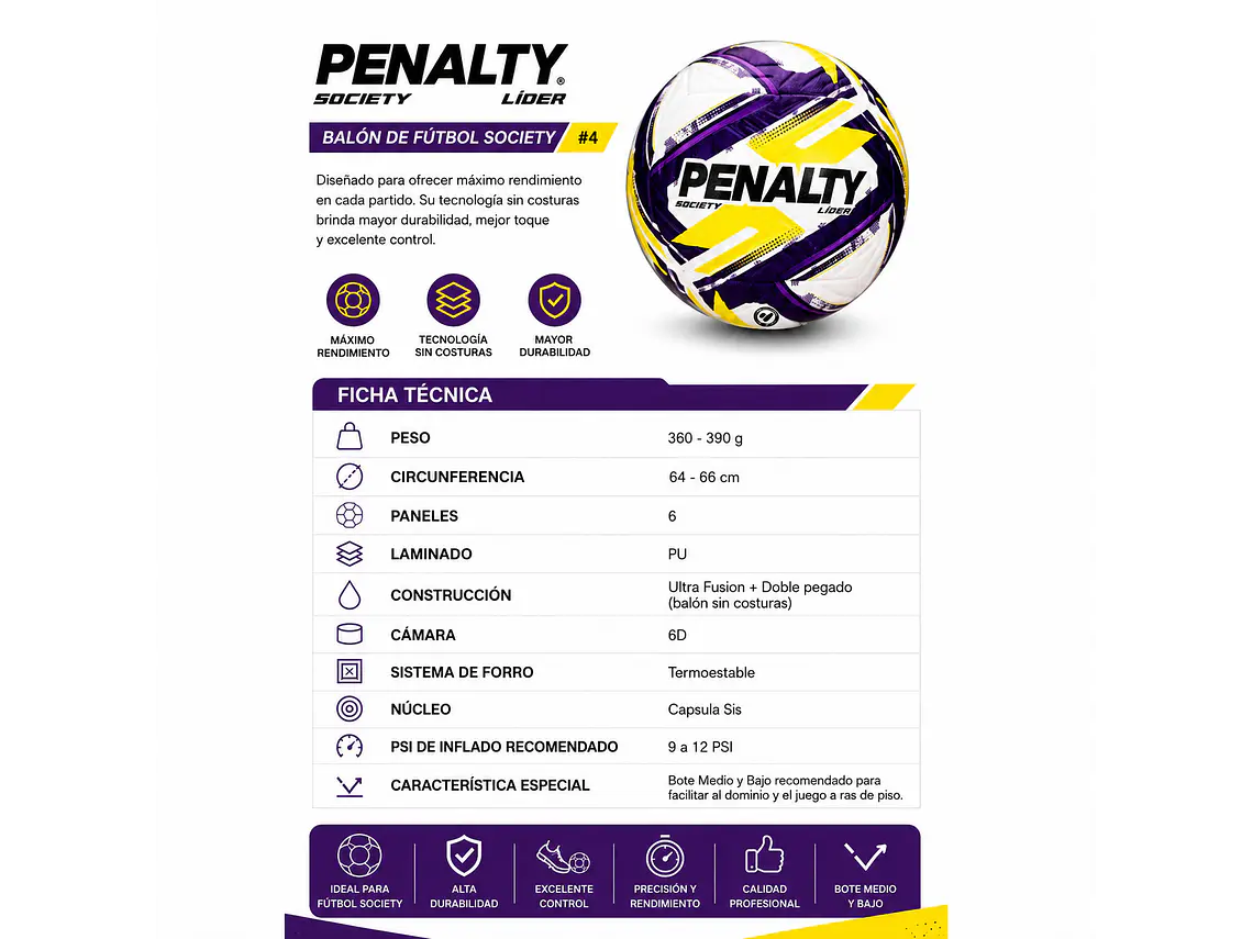 Balón de Futbolito Penalty Lider XXVI N°4 7