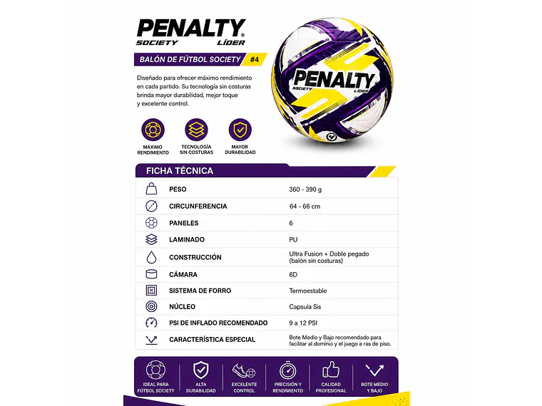 Balón de Futbolito Penalty Lider XXVI N°4 7