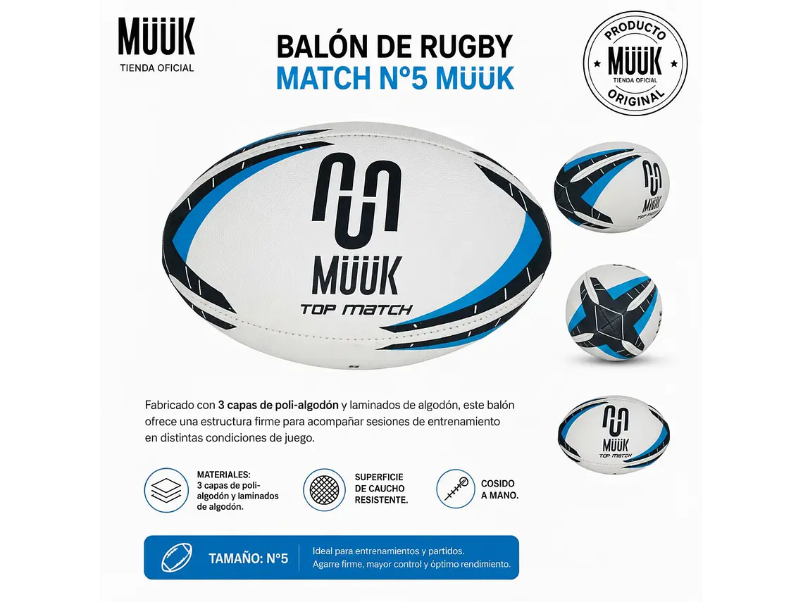 Balon De Rugby Match N° 5 Muuk 8
