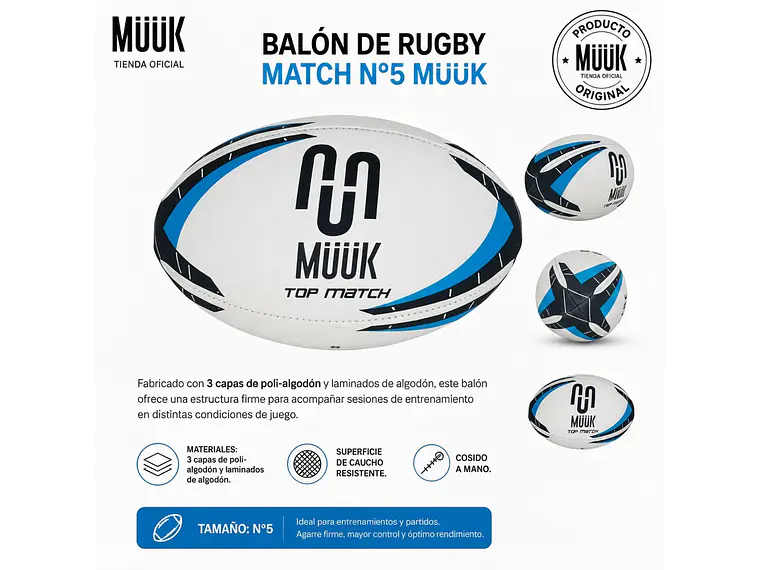 Balon De Rugby Match N° 5 Muuk 8