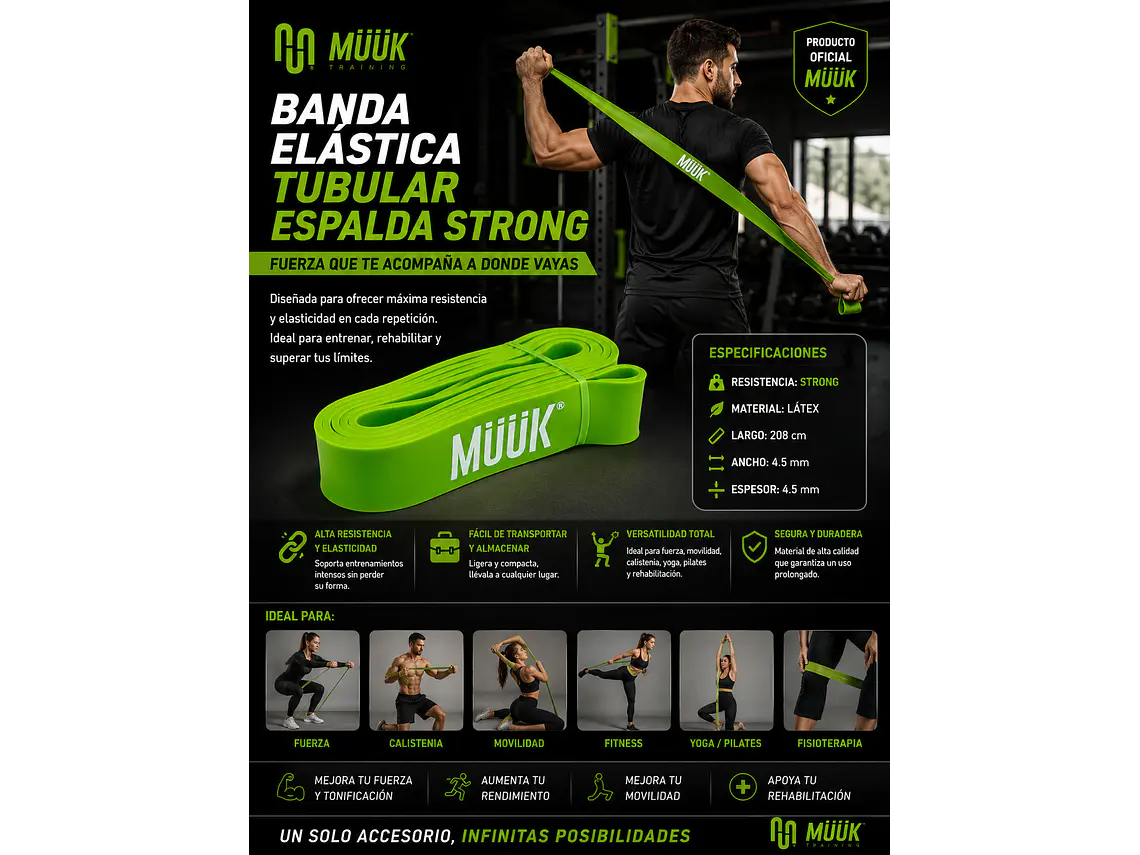Banda Elastica Muuk Tubular Espalda Strong 208X4.5X4.5Cm 5