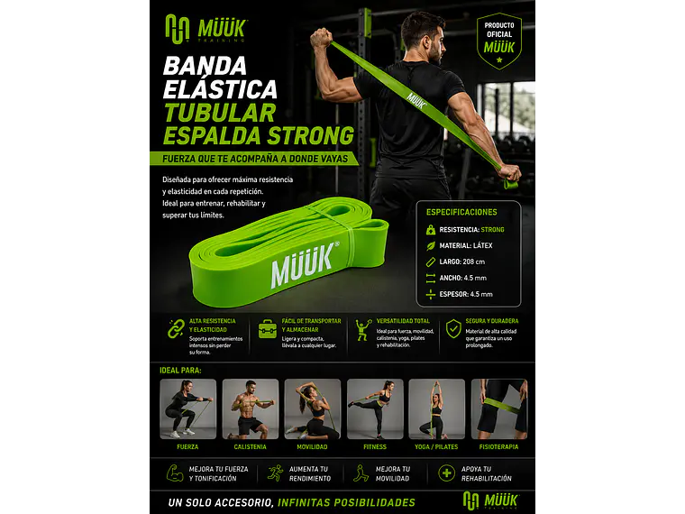 Banda Elastica Muuk Tubular Espalda Strong 208X4.5X4.5Cm 5